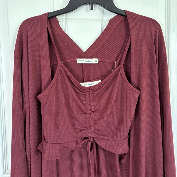 Live to Be Spoiled Ribbed Knit Cinched Tank Top & Oversized Cardigan Set - Picture 6 of 16
